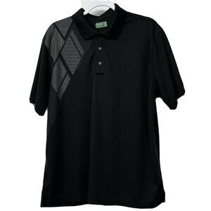 Ben Hogan Golf Polo Shirt Short Sleeve Black Geo Print on Shoulder Casual Mens L